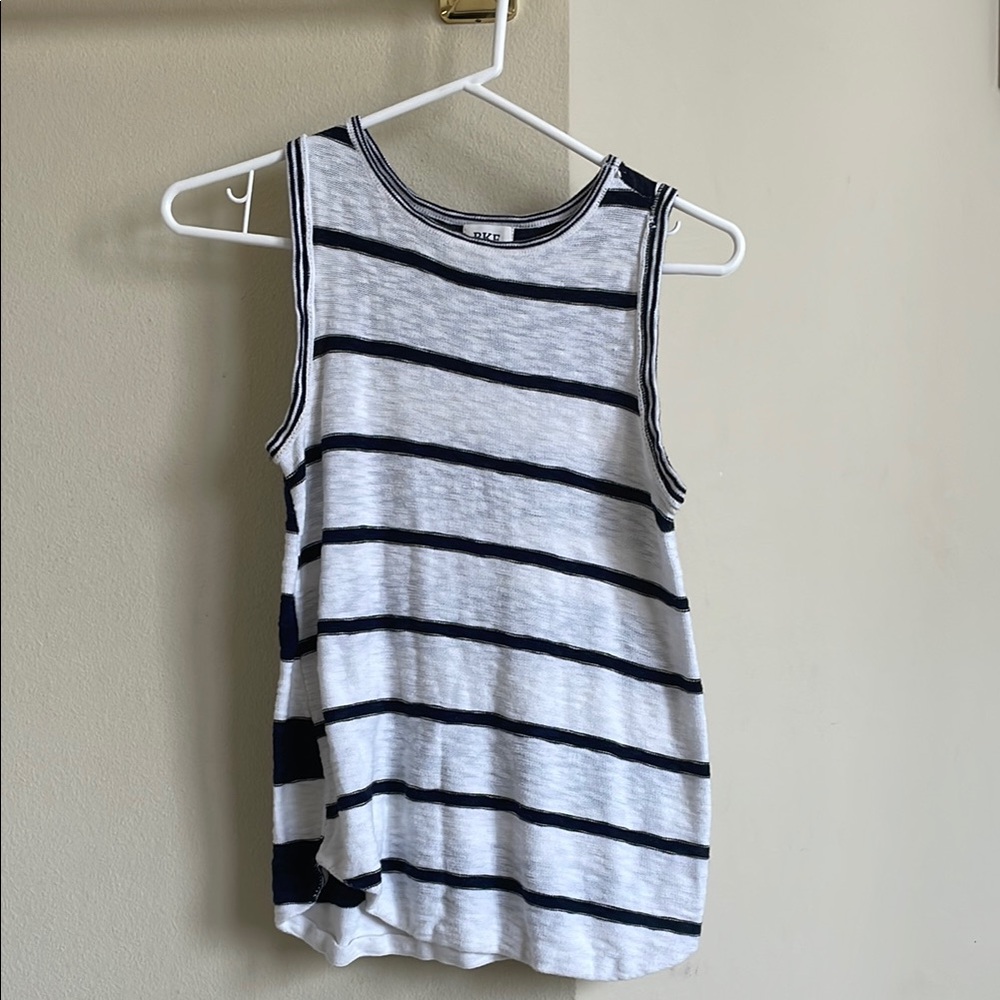 BKE White and Blue Striped Tank Top